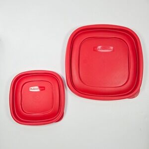 2‎ Rubbermaid Easy Find Lids 4.5" + 6.5" Red Square Replacement 7J58 / 7J64 EUC